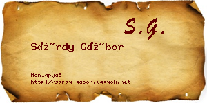 Sárdy Gábor névjegykártya